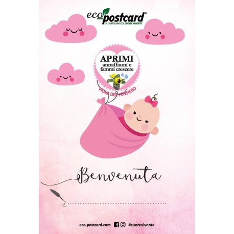 Cartolina Ecologica Di Auguri Per La Nascita Di Una Bambina Eco Postcard