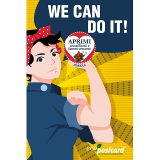 Eco-Postcard Auguri Festa della Donna We can do it - Primula