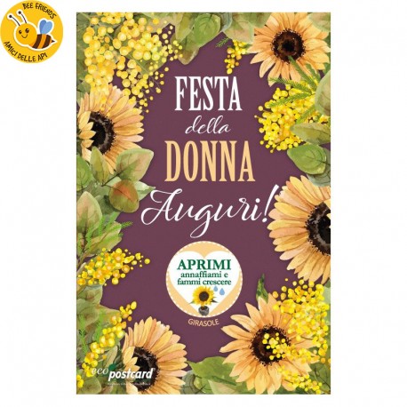 Eco-Postcard Auguri Festa della Donna 8 - Girasole