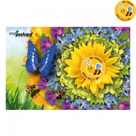 Eco-Postcard cartolina Bee Friends - mix di semi amici delle api