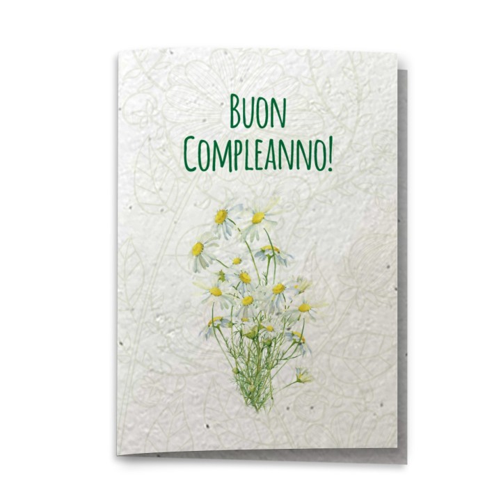 ECOCARD Biglietto Augurale COMPLEANNO in carta piantabile con semi MARGHERITA