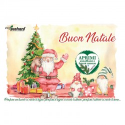 Eco-Postcard Babbo Natale e gnomi – Abete