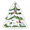 Eco-Card addobbo piantabile a forma di abete con albero innevato e pettirossi - fiori misti