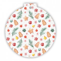 Eco-Card pallina natalizia in carta piantabile con rami, dolci e biscotti - fiori misti