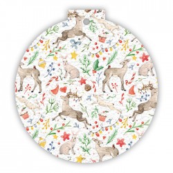 Eco-Card pallina natalizia in carta piantabile con renne conigli e decò- fiori misti
