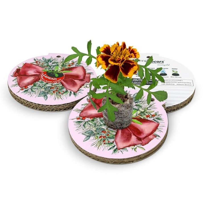 Pallina di Natale ecologica Eco-Decors con illustrazione fiocco