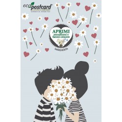 Eco-Postcard Love auguri per San Valentino Coppia innamorati con Realtà Aumentata - Margherite