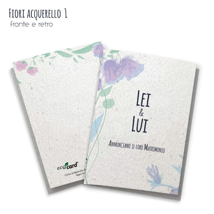 ECO-CARD INVITO PARTECIPAZIONE PIEGHEVOLE piantabile personalizzabile FRONTE e RETRO