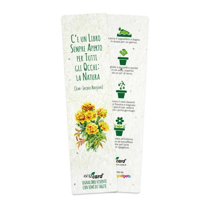 ECO-CARD segnalibro che germoglia piantabile con semi di TAGETE
