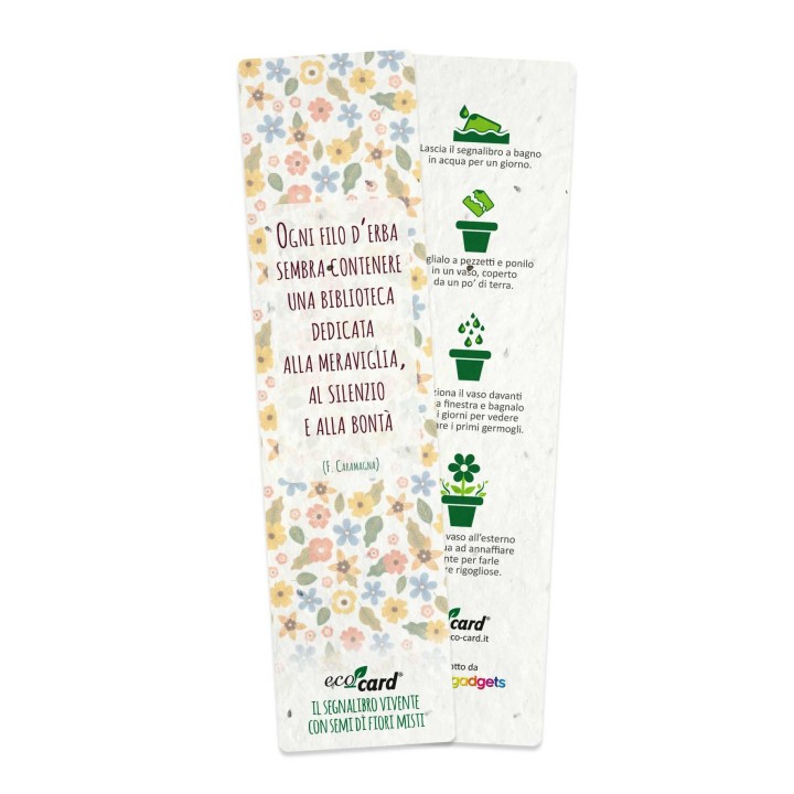 ECO-CARD segnalibro che germoglia piantabile con semi di FIORI MISTI