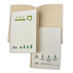 Quaderno ecologico in carta ecologica  e copertina biodegradabile con semi formato A6.