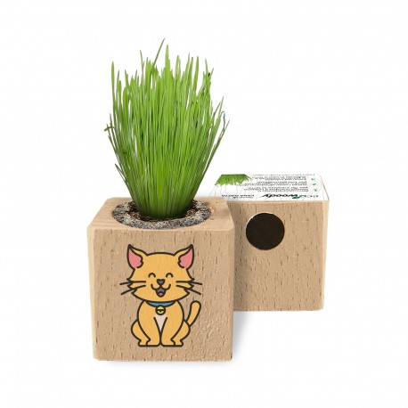 Eco-Woody - Cubo ecologico con semi di Erba Gatta