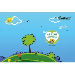 Eco-Postcard Green Cartoon con disegno bambini che gira con semi di fiori misti