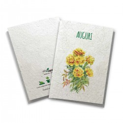 ECO-CARD Biglietto Pieghevole SERIE AUGURI in carta piantabile con semi di TAGETE 10x14 cm