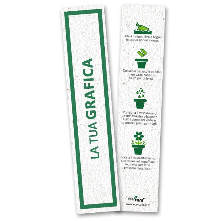 ECO-CARD Segnalibro piantabile con semi e stampa personalizzata FRONTE e RETRO