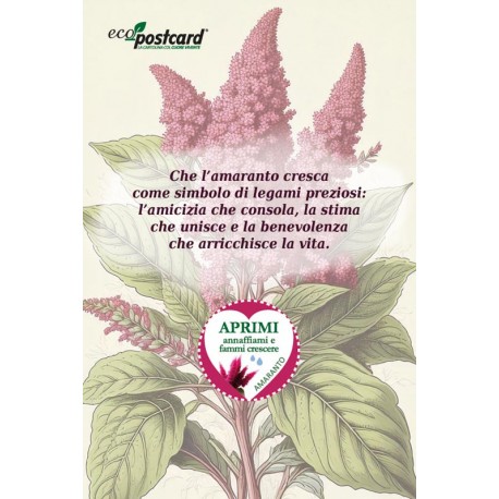 EcoPostcard con frase e dedica con semi di Amaranto