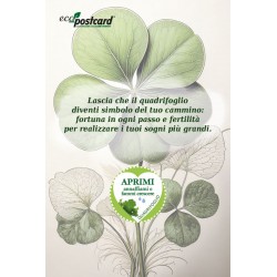 EcoPostcard con frase e dedica con semi di Quadrifoglio