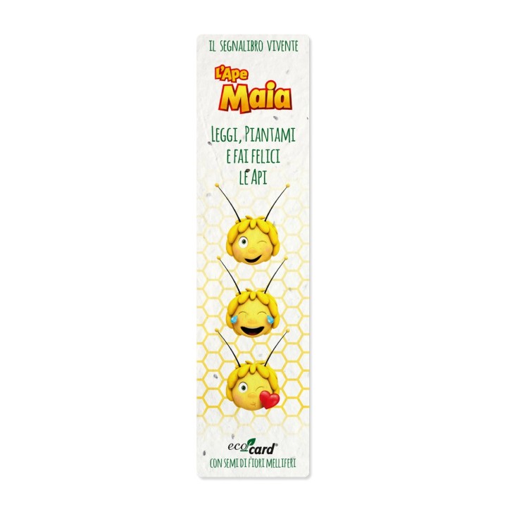 Segnalibro piantabile con semi di fiori illustrato con emoji de L'Ape Maia