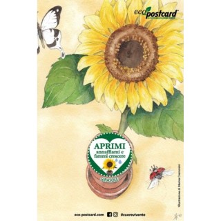 Eco-Postcard cartolina illustrazione ad acquerello - Girasole
