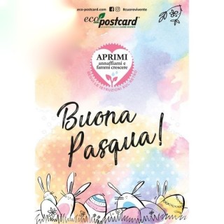 Eco-Postcard Auguri Pasqua acquarello