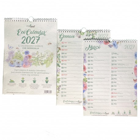 Eco-Calendar 2027 calendario piantabile da muro formato A4 in carta semi Eco-Card