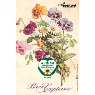 Eco-Postcard cartolina vintage con fiori | Fronte