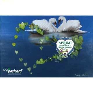 Eco-Postcard Auguri Cigni Tiziana Leobruni