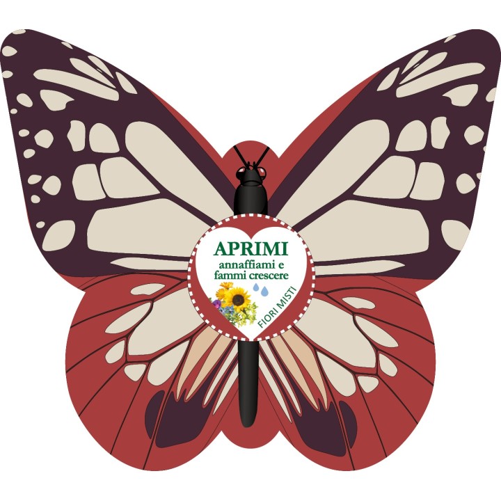 Eco-Decors Farfalla Illustrata – Decorazione piantabile con semi di fiori per api e farfalle