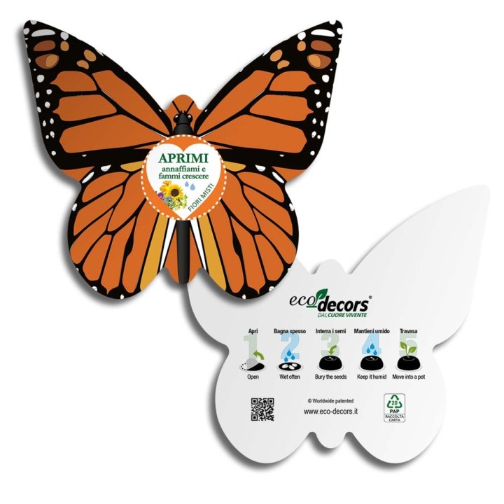 Eco-Decors Farfalla Illustrata – Decorazione piantabile con semi di fiori per api e farfalle