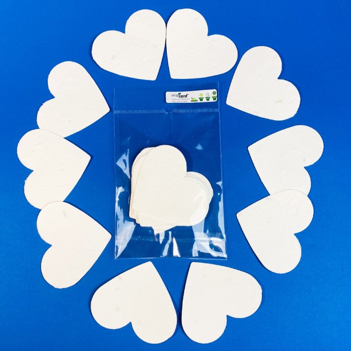 Eco-Card Cuori in bustina – Sagome piantabili neutre con semi di fiori