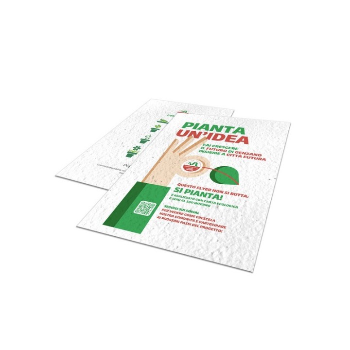 Eco-Card Foglio A4 Piantabile Personalizzato Fronte e Retro con Semi