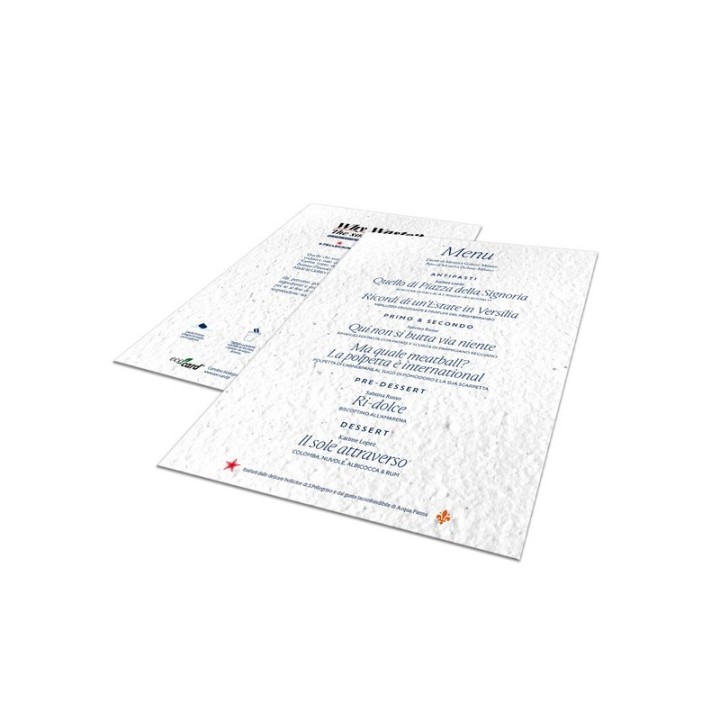 Eco-Card Foglio A4 Piantabile Con Semi Personalizzato Fronte e Retro