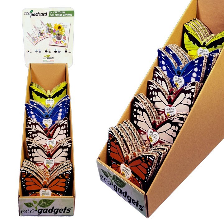 Espositore completo di 30 Eco-Decors dedicate alle FARFALLE ILLUSTRATE.